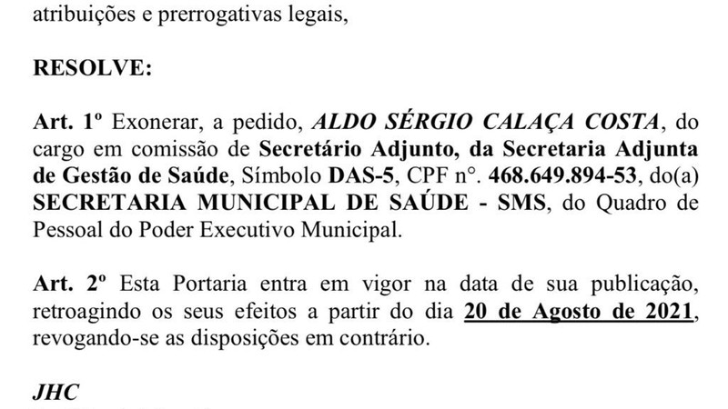 Maceió Health Adjunct dismissed after a suspected backlog of jobs and shifts in AL . government hospitals