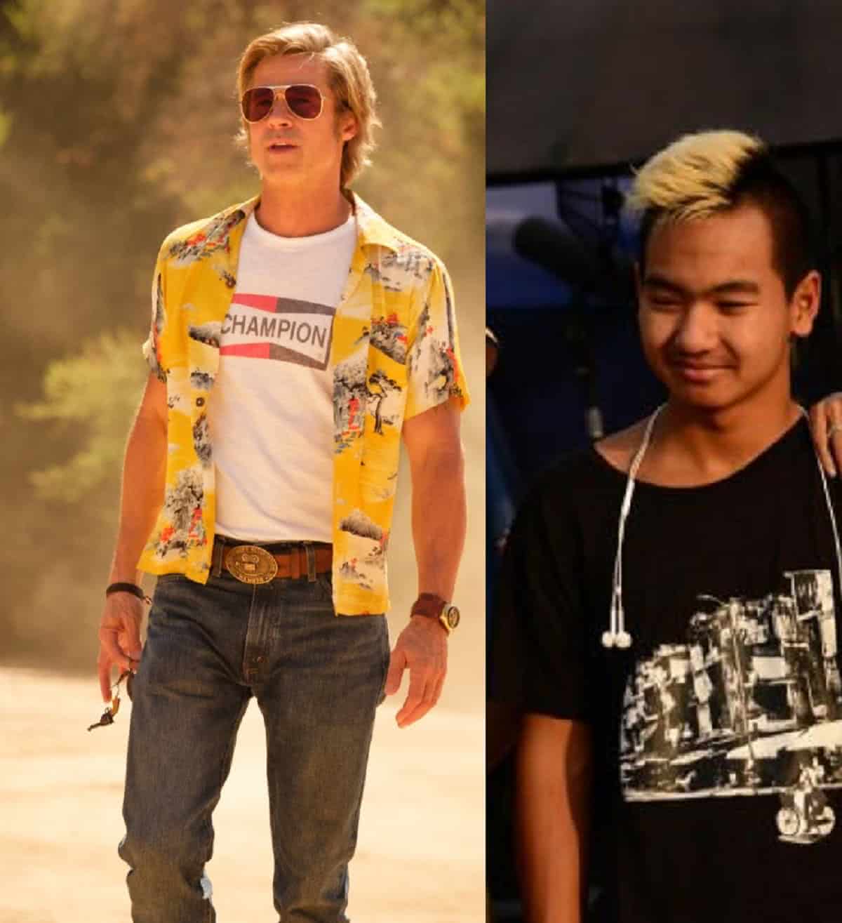 Brad Pitt in Once Upon a Time in Hollywood and Maddox Jolie Pitt in the first movie They Killed My Father.