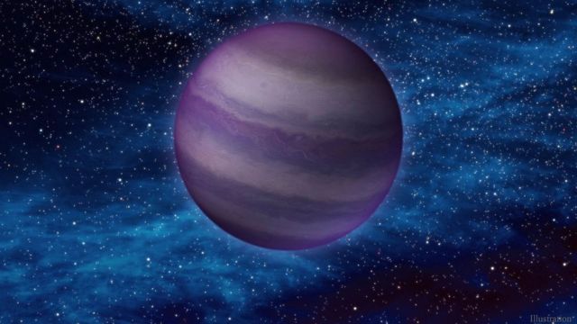 This illustration shows a cool dark brown dwarf in space.