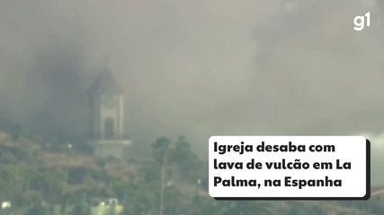 Church collapse due to lava from a volcano in La Palma