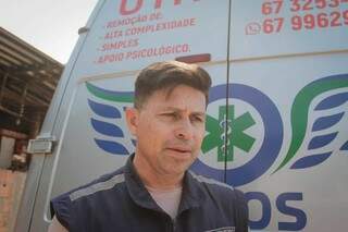 Nurse Rafael Garra, owner of Angus Ramuses, in front of one of his ambulances.  (Photo: Markus Malouf)