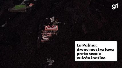 Drone footage shows solid black lava from La Palma volcano