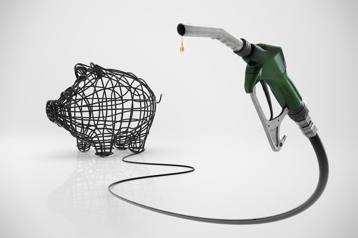 Fuel hose with gasoline and pig-shaped safe