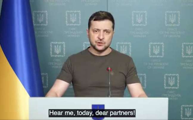 Volodymyr Zelensky in a speech in Ukraine