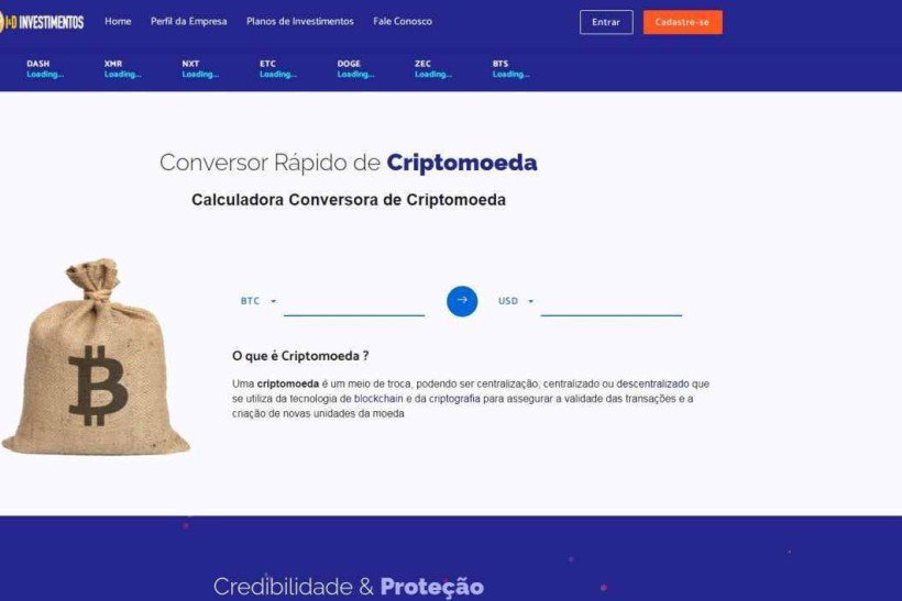 The ID Investimentos website homepage promises to invest funds deposited by clients in cryptocurrencies such as Bitcoin