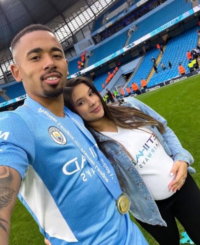 The sons Gabriel Jesus and Ryan Lima in the last game of Manchester City