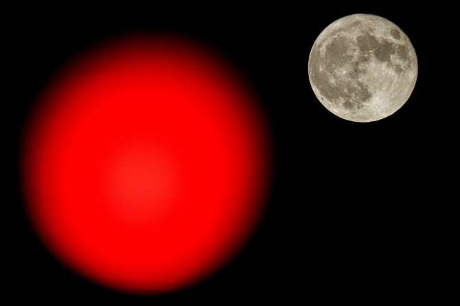 Giant strawberry moon seen from Rome, Italy