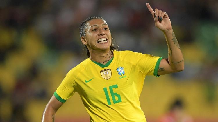 In her 100th match for the Brazilian national team, Pia Zanerato scored the net - Raul Arboleda / AFP - Raul Arboleda / AFP