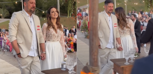 Marie Palma and Felipe Siani marry: the journalist cries at the altar