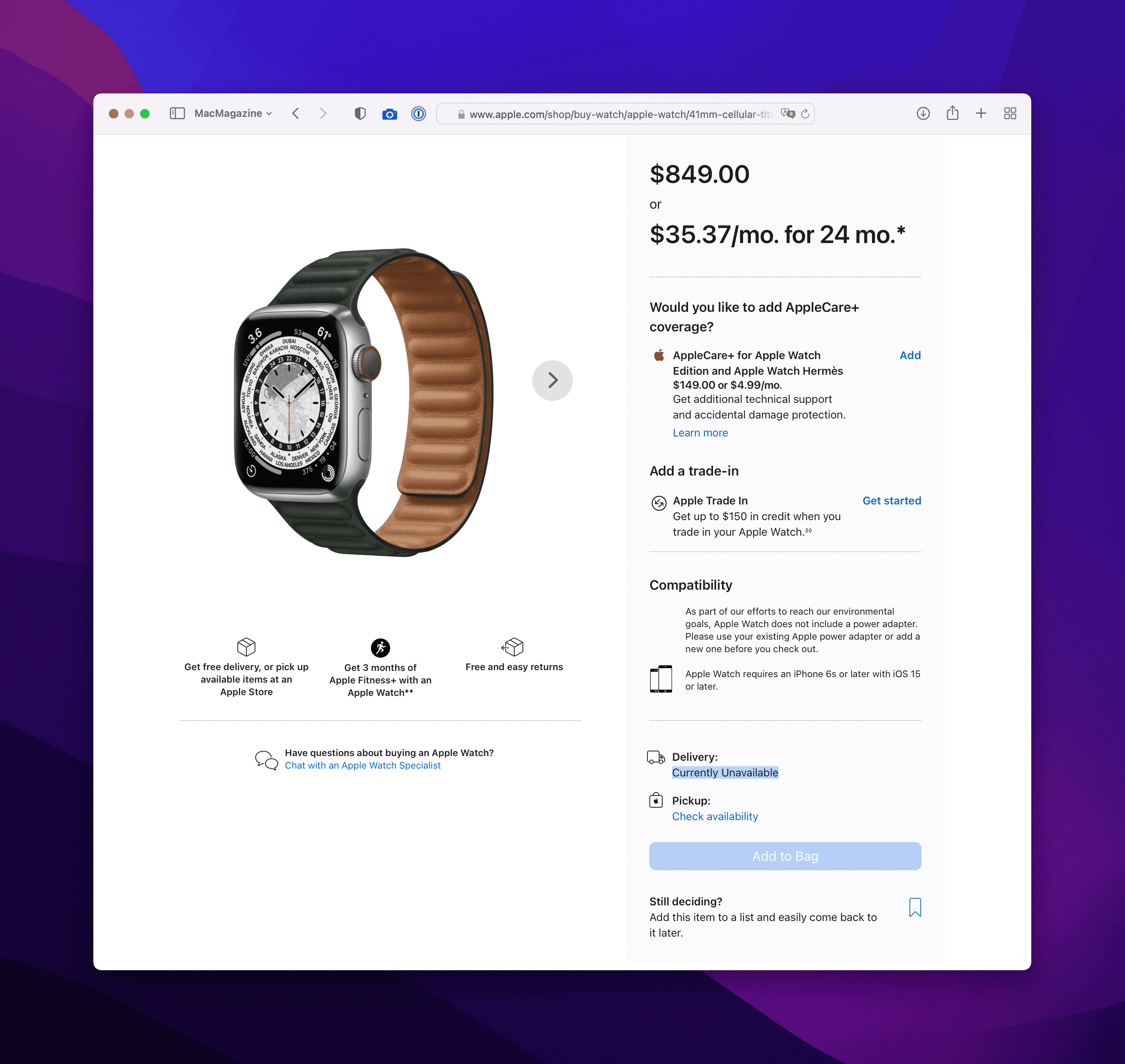 Apple Watch Edition is stock