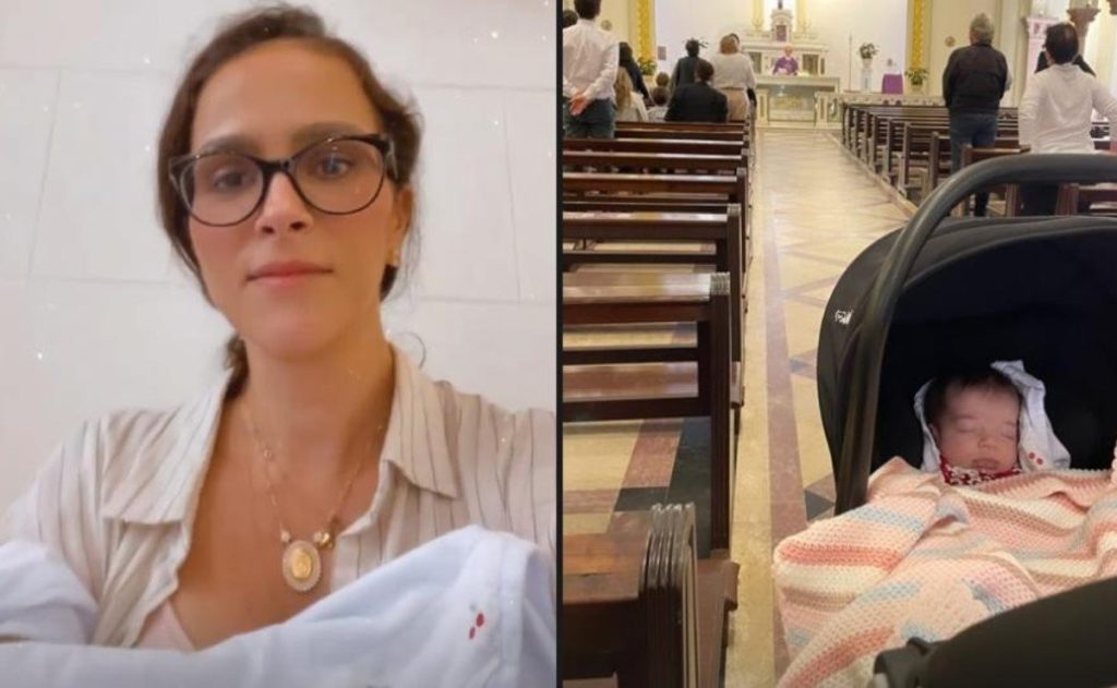 Letícia Cazarré takes her daughter for her first walk after hospital discharge and gets emotional: 'I think I'm going to cry'
