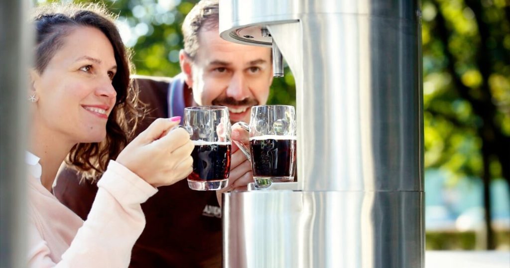 Is there ice cream?  A city that is installing the world's first public beer fountain!