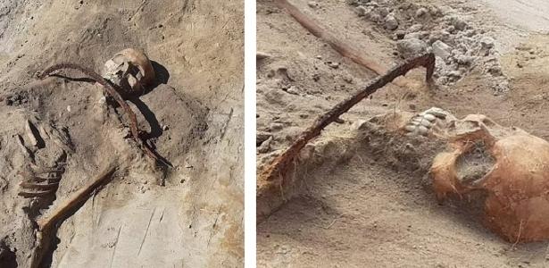 The skeleton of a "vampire woman" with a scythe around her neck was found