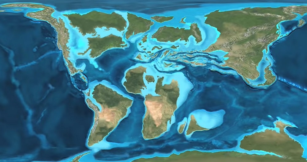 The video shows plate tectonics for a billion years