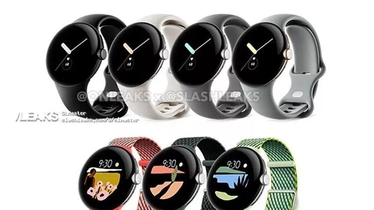 Leaked image (with watermark) of the Pixel Watch, Google's first smartwatch - on / @oneleaks / @slashleaks - on / @oneleaks / @slashleaks